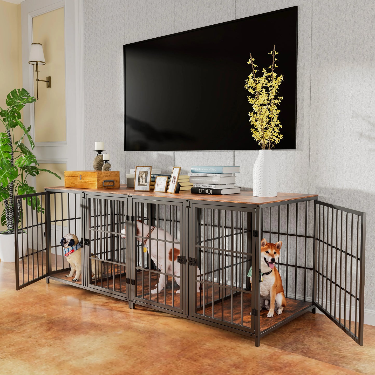 Heavy Duty Dog Crate Furniture with Divider & End Table Top