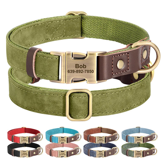 Custom PU Leather Dog Collar – Free Engraving & Adjustable Fit
