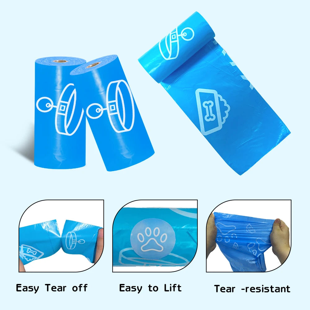 Photodegradable dog poop bag with a fresh fragrance, blue leak proof pet feces bag, outdoor small garbage bag