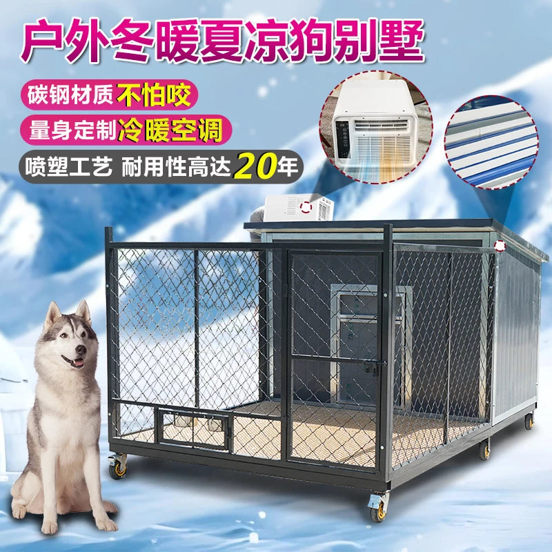Insulated Outdoor Dog Kennel with Wheels