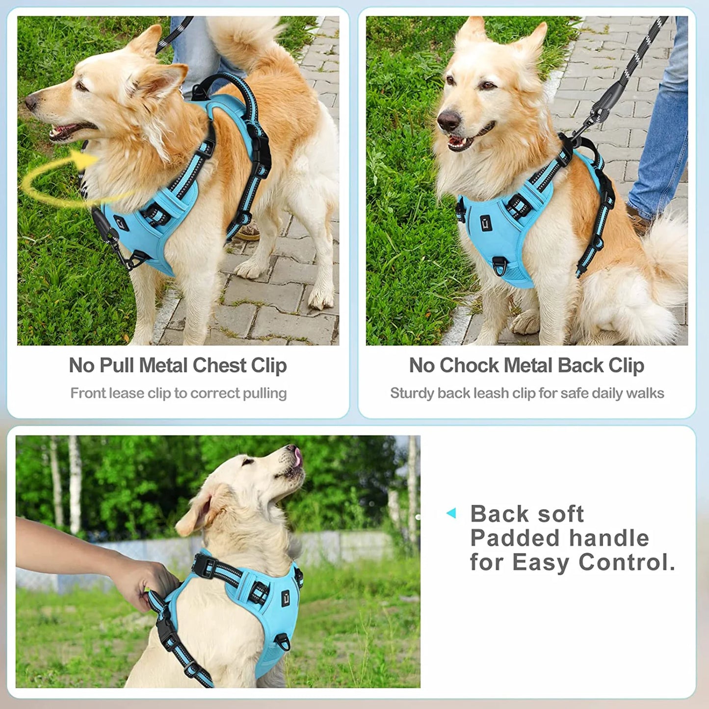 No-Pull Adjustable Dog Harness – Soft Padded Vest with Easy-Control Handle