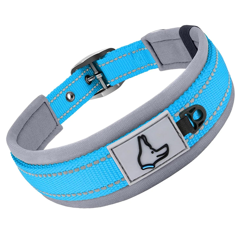 Reflective Padded Nylon Dog Collar – Heavy Duty & Adjustable