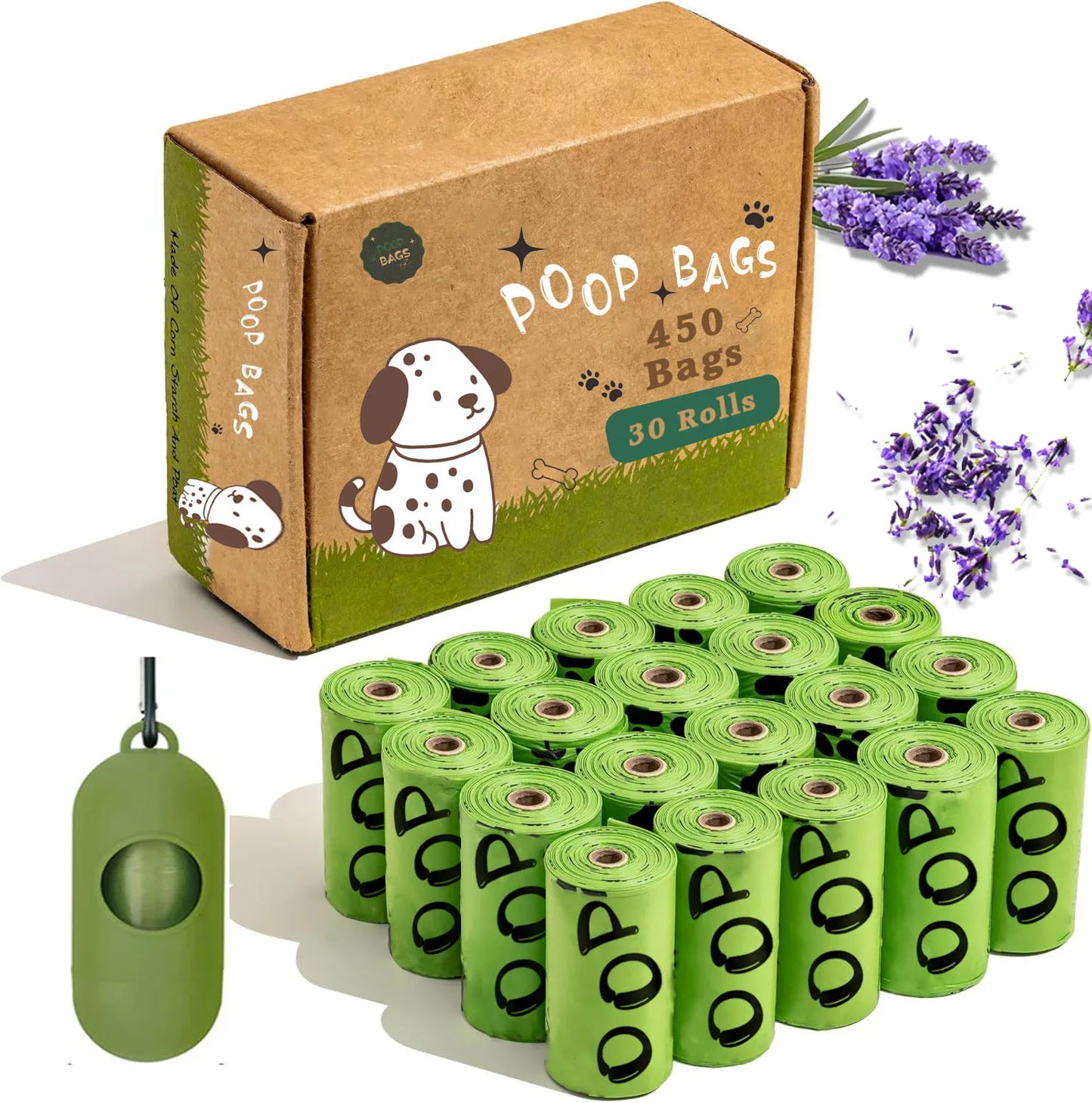 EPI Biodegradable Dog Poop Bags – Lavender Scented with Dispenser 🌿💜