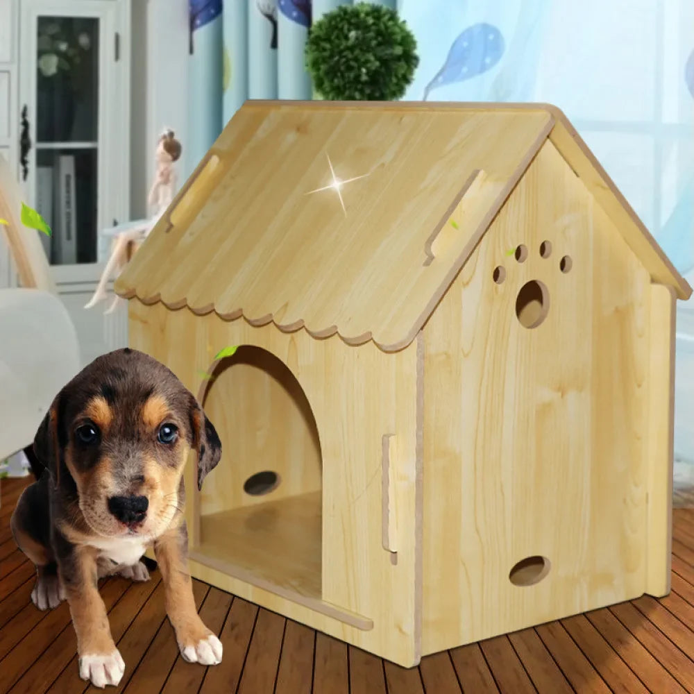 Wooden Dog House with Porch