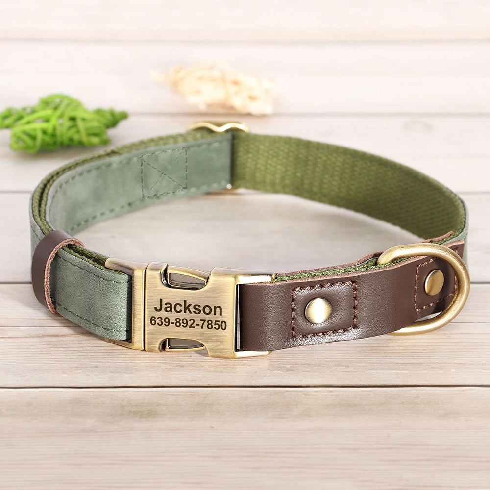 Custom PU Leather Dog Collar – Free Engraving & Adjustable Fit