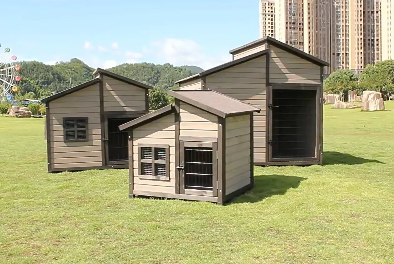 Breathable Solid Wood Outdoor Dog Kennel with Waterproof Roof