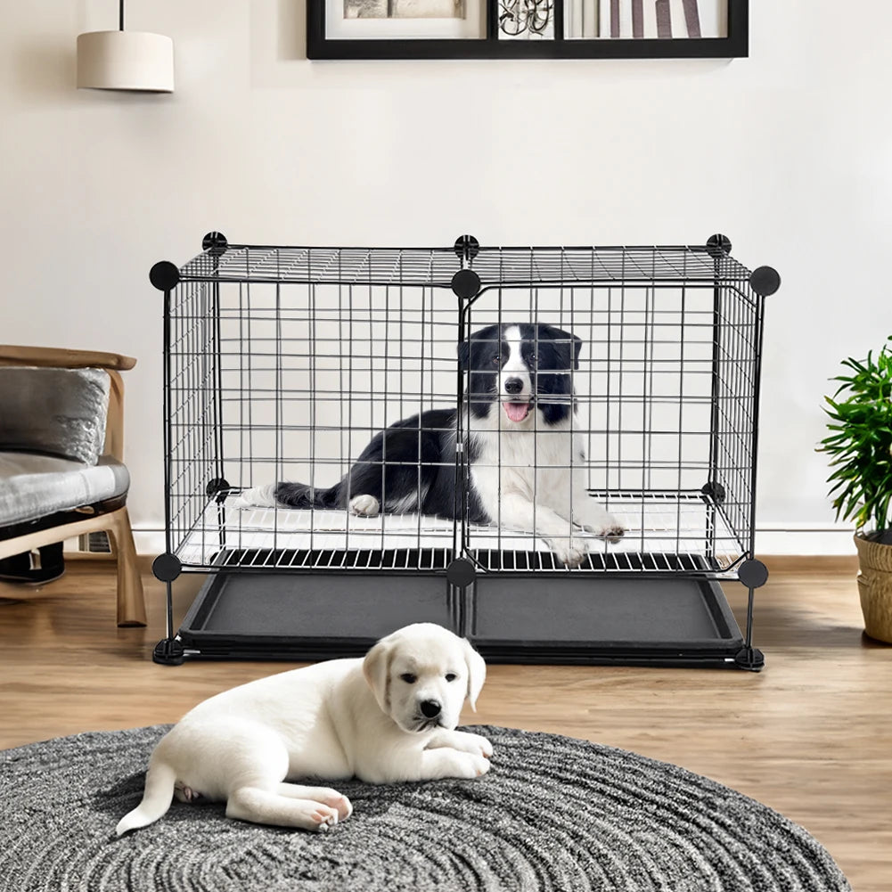 Tieker Black Wire Dog Cage with 2 Removable Trays