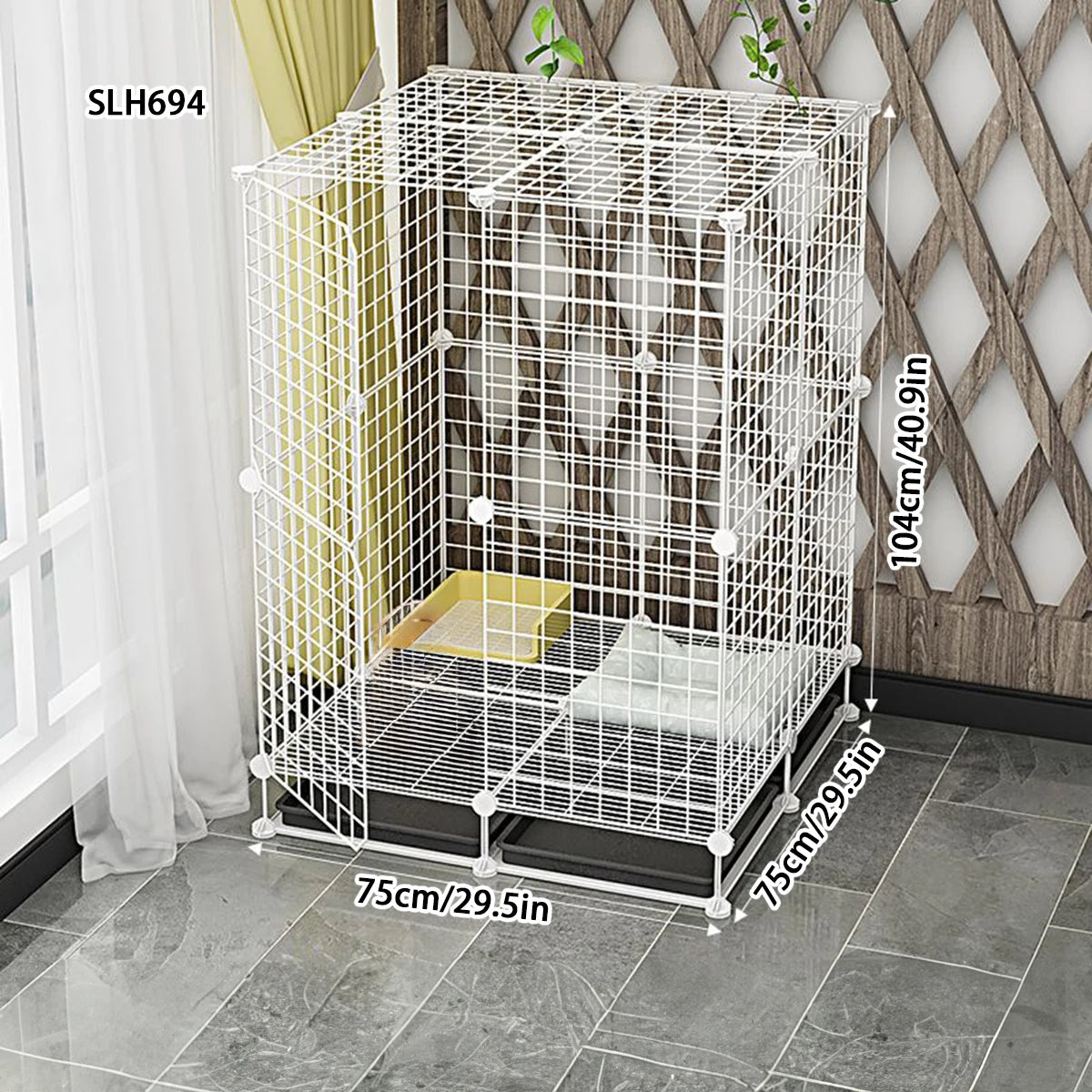Indoor Dog Cage with Separate Toilet & Multi-Room Design