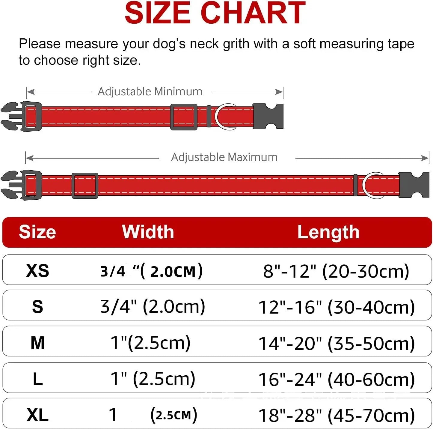 Reflective Adjustable Nylon Dog Collar with Buckle