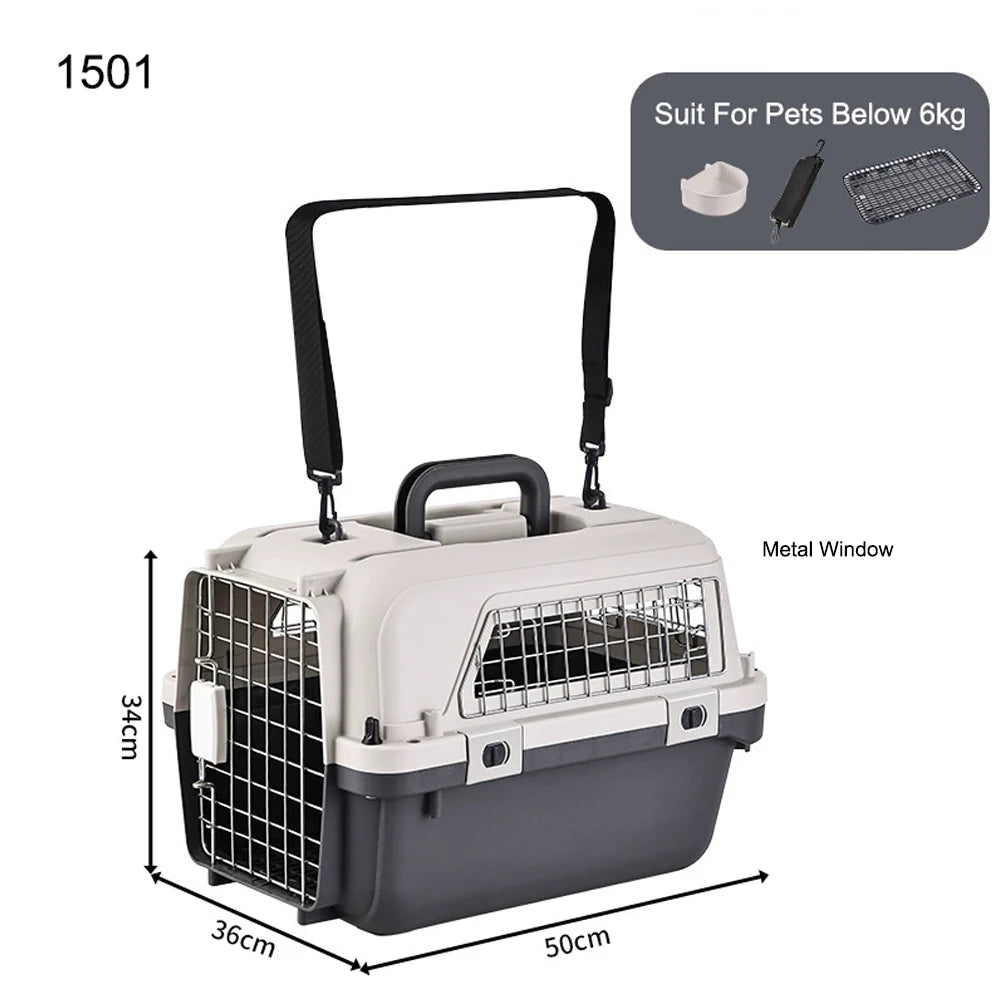 33" Large Airline-Friendly Dog Carrier – Durable Plastic Flight Crate with Wheels & Metal Ventilation Windows