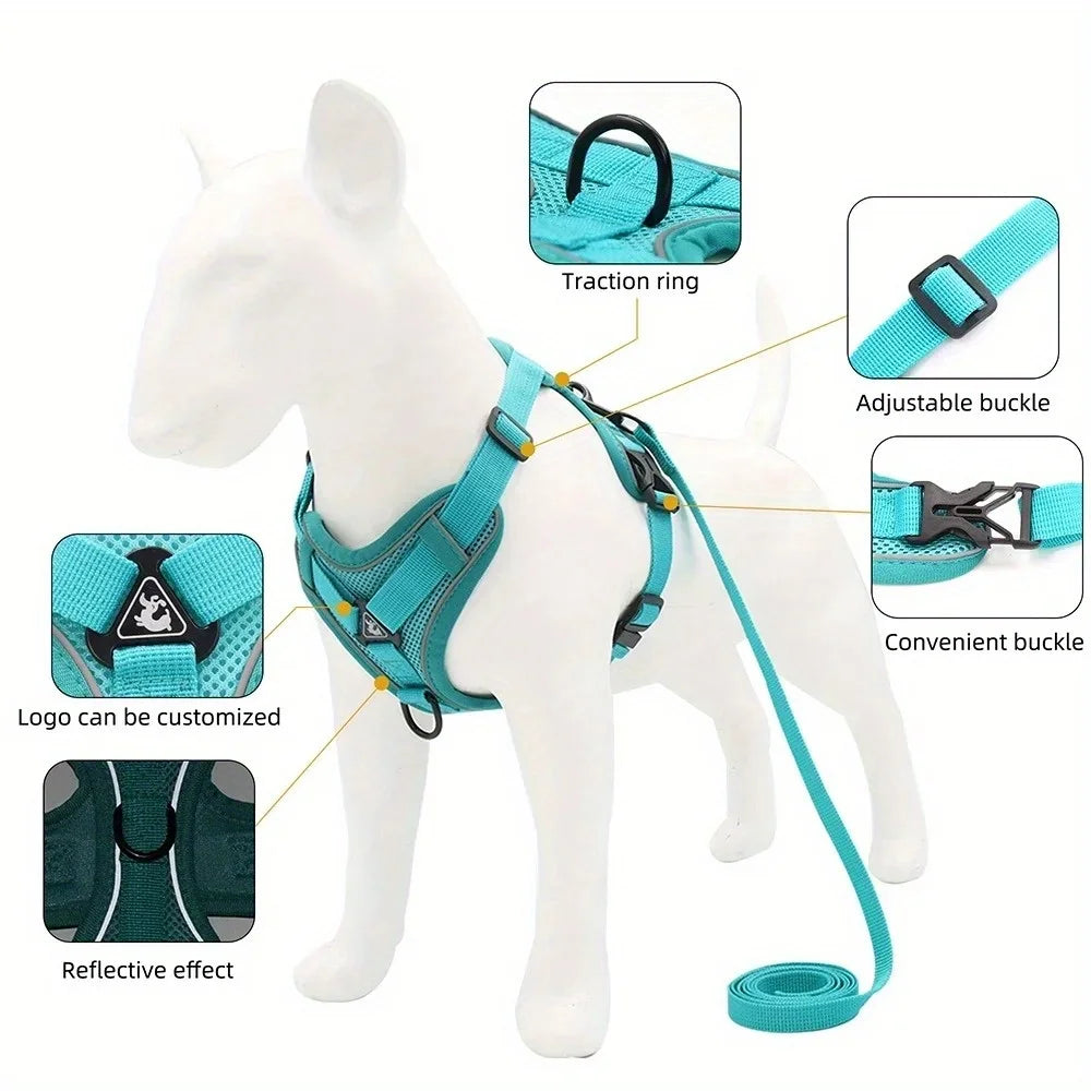 No-Pull Reflective Dog Harness &amp; Lead Set – Adjustable for Small Pets