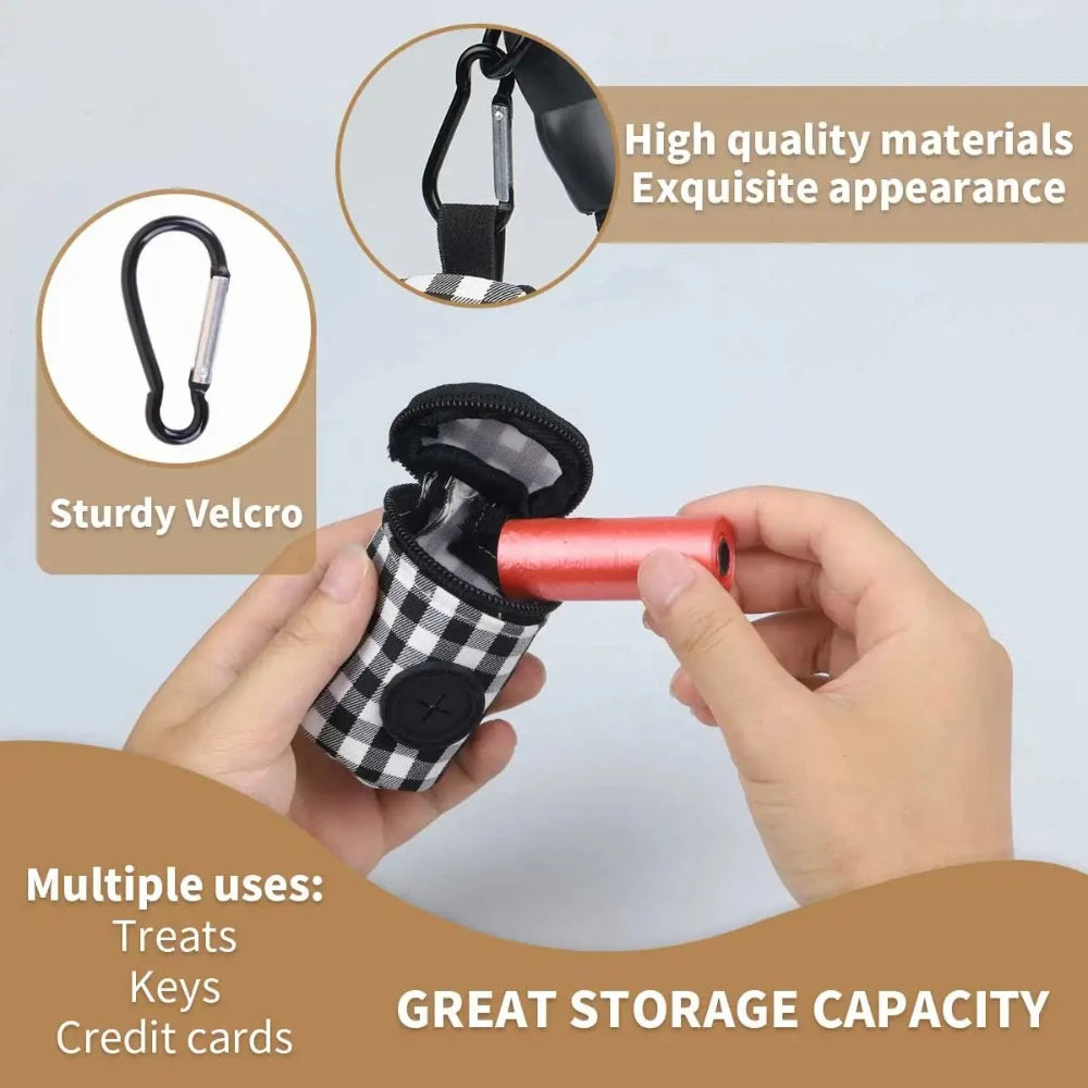 Checkered Pattern Pet Waste Bag – Stylish & Portable Poop Bag Holder 🐕👜