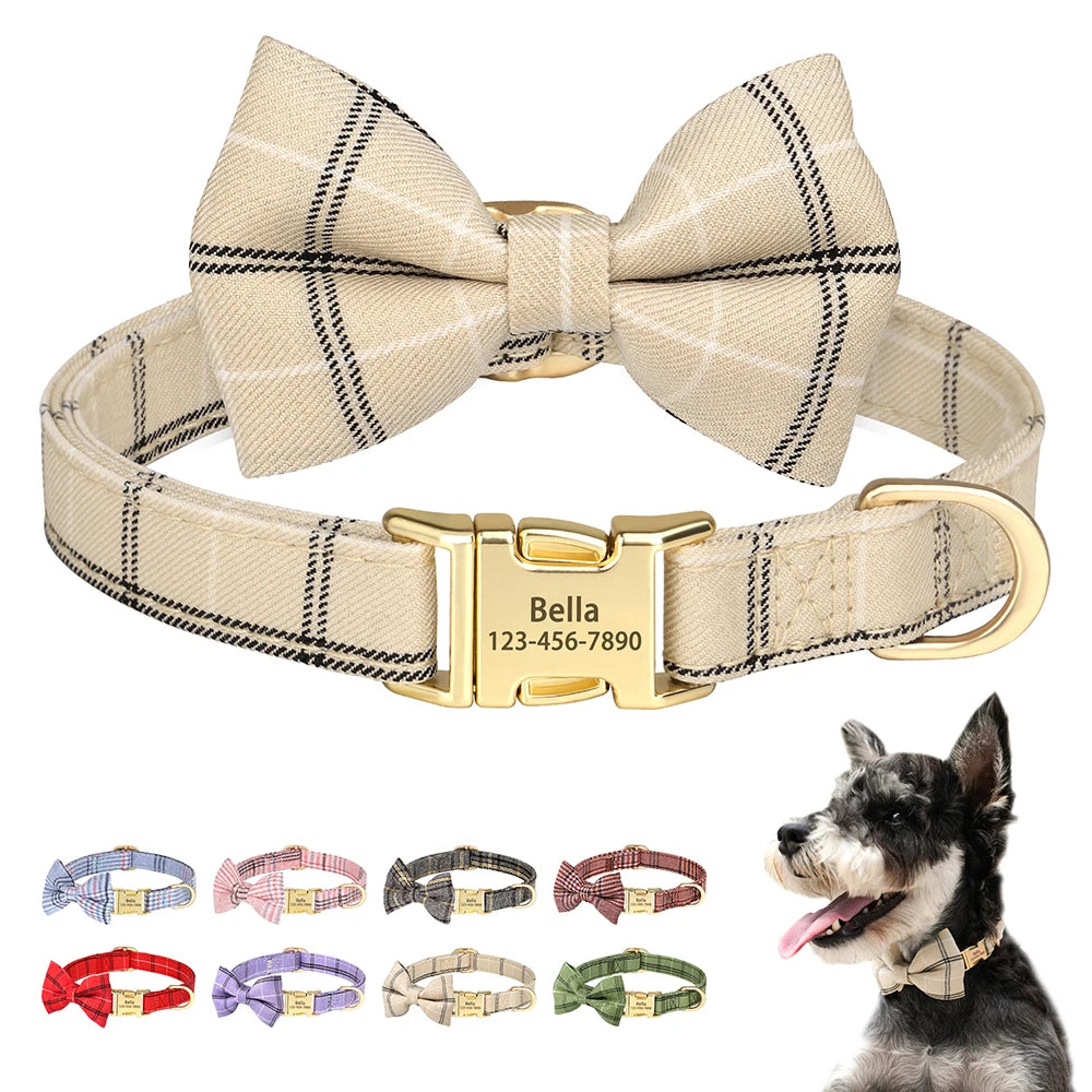 Personalised Bowtie Dog & Cat Collar – Free Engraving