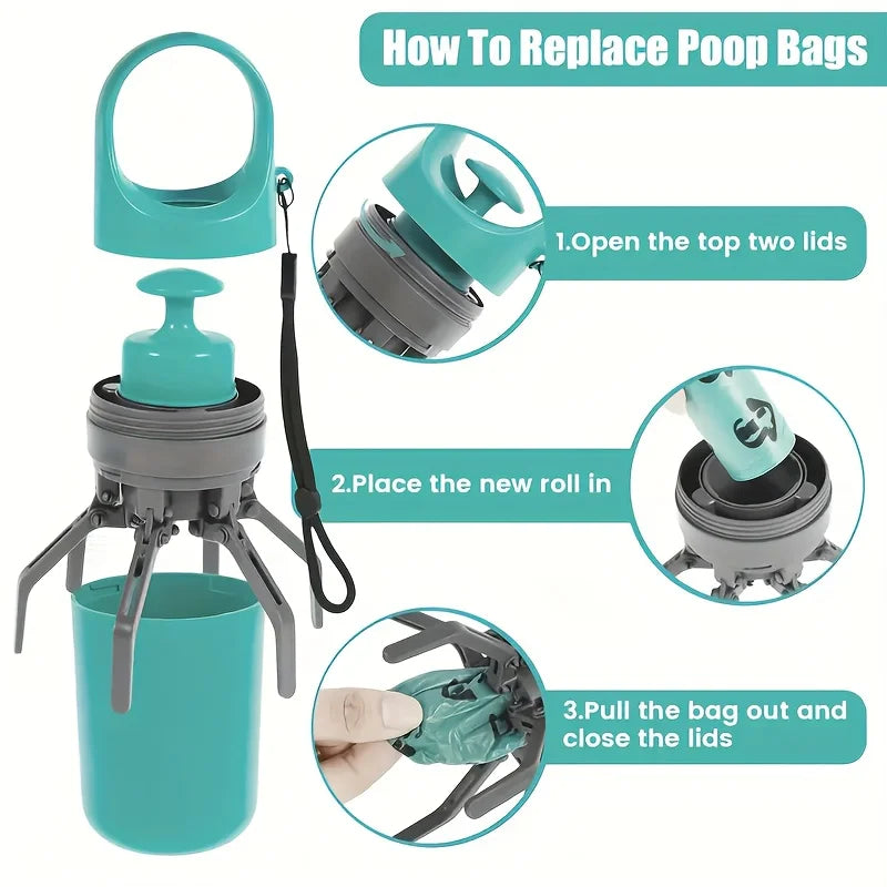 Portable Dog Pooper Scooper – Built-In Waste Bag Holder 🐾 No-Touch Design for Easy Clean-Up