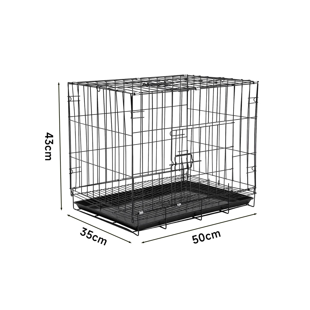 Tieker Black Metal Dog Cage with 2 Doors & Tray