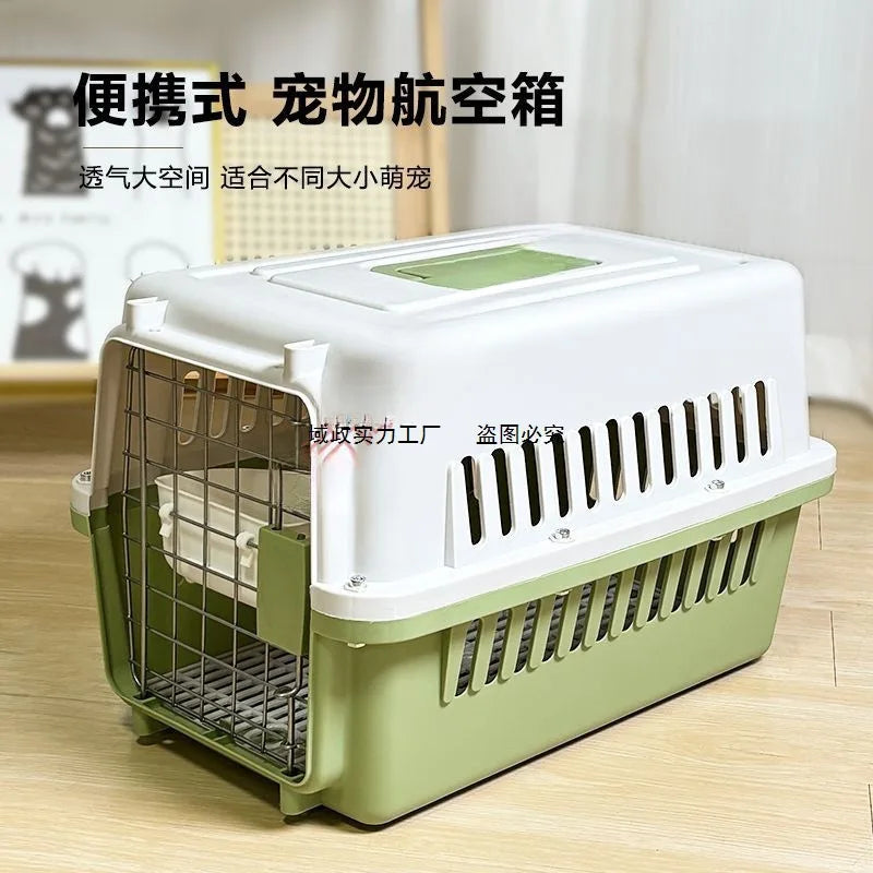 Plastic Pet Travel Carrier – Air Crate Style for Cats & Small Dogs