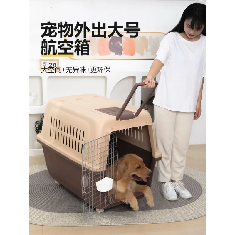 Large Pet Air Transport Box – Portable Travel & Car Dog Cage