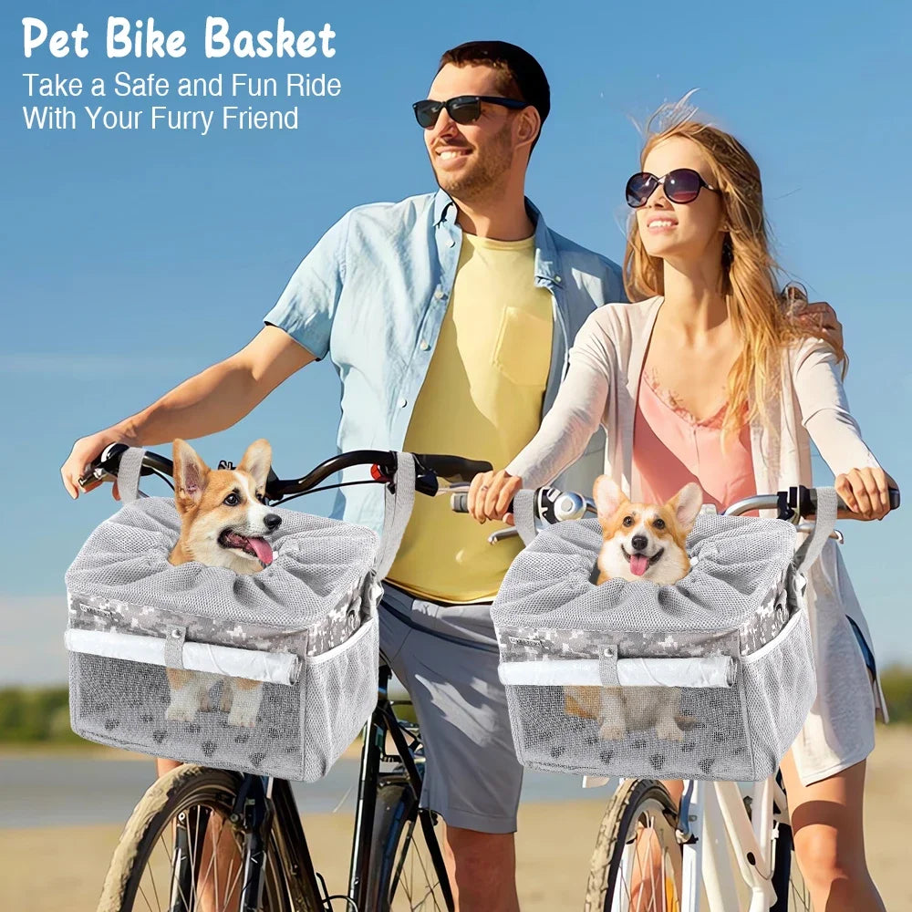 Expandable Dog & Cat Bike Basket – Soft-Sided Pet Carrier Backpack with 4 Doors (Up to 18 lbs)