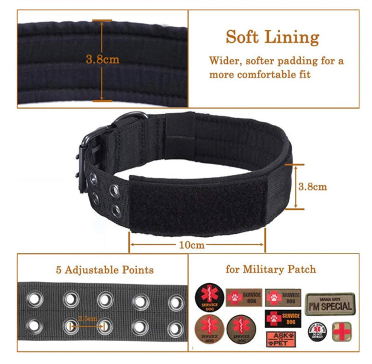 Adjustable Tactical Dog Collar – Heavy Duty, Reflective & Comfortable