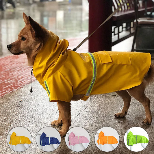Cloak-Style Waterproof Dog Raincoat with Hood & Reflective Strip – Sizes S to 5XL