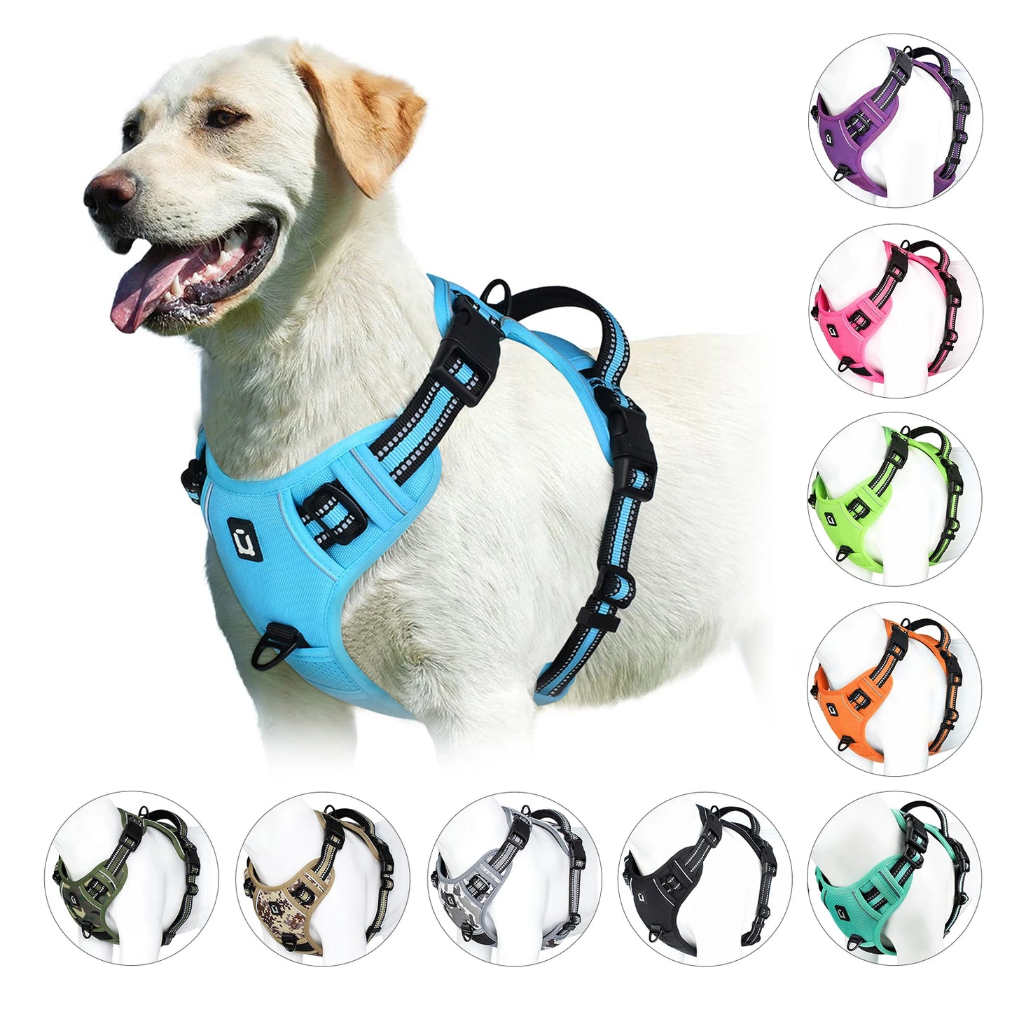 No-Pull Adjustable Dog Harness – Soft Padded Vest with Easy-Control Handle