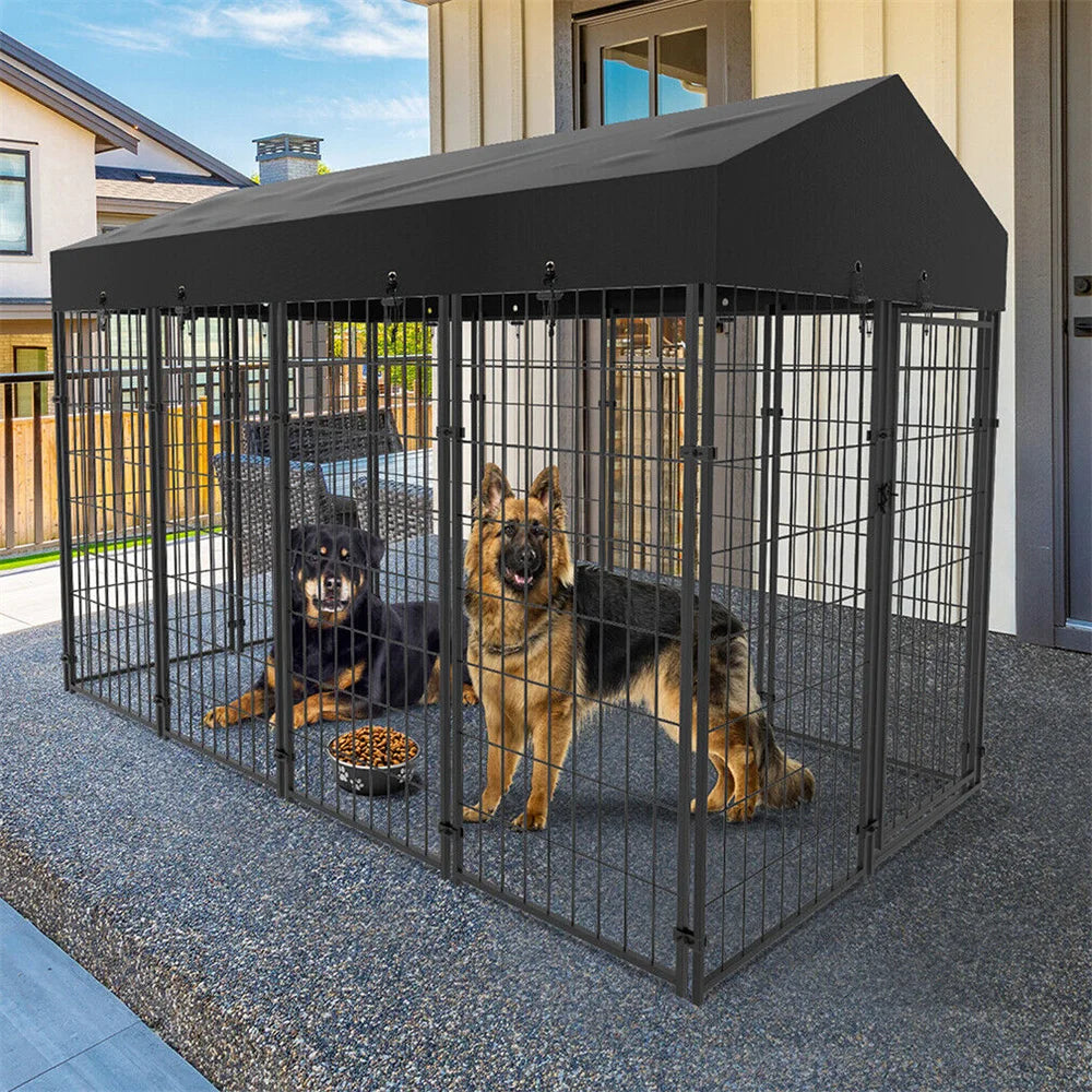 Heavy Duty Large Dog Kennel with Roof Cover – Indoor & Outdoor Metal Playpen