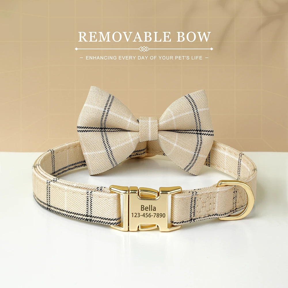 Personalised Bowtie Dog & Cat Collar – Free Engraving