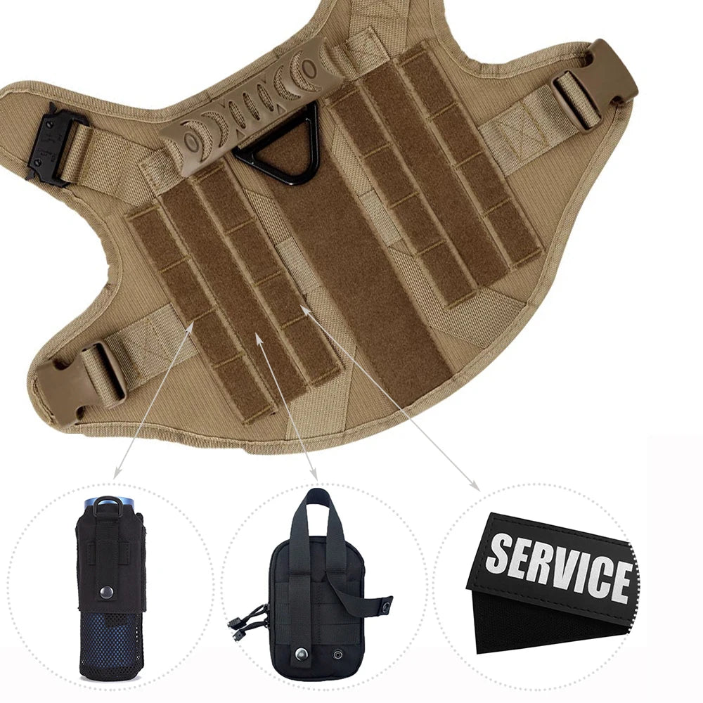Military Tactical Dog Harness – Adjustable Training Vest for Medium & Large Dogs