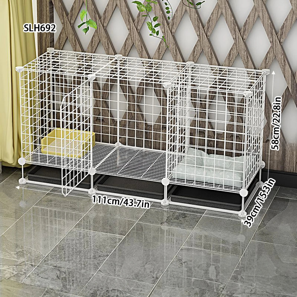 Indoor Dog Cage with Separate Toilet & Multi-Room Design