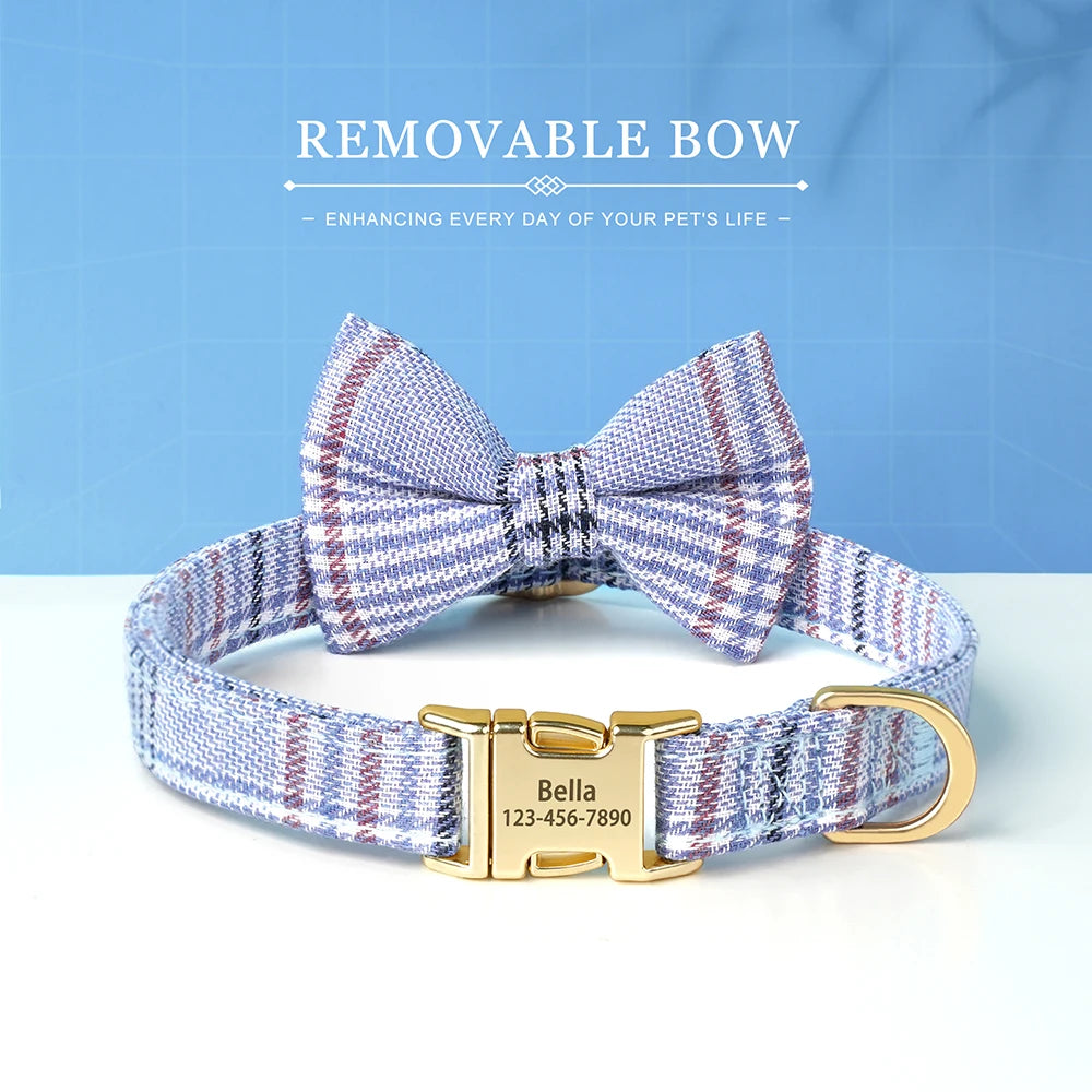 Personalised Bowtie Dog & Cat Collar – Free Engraving