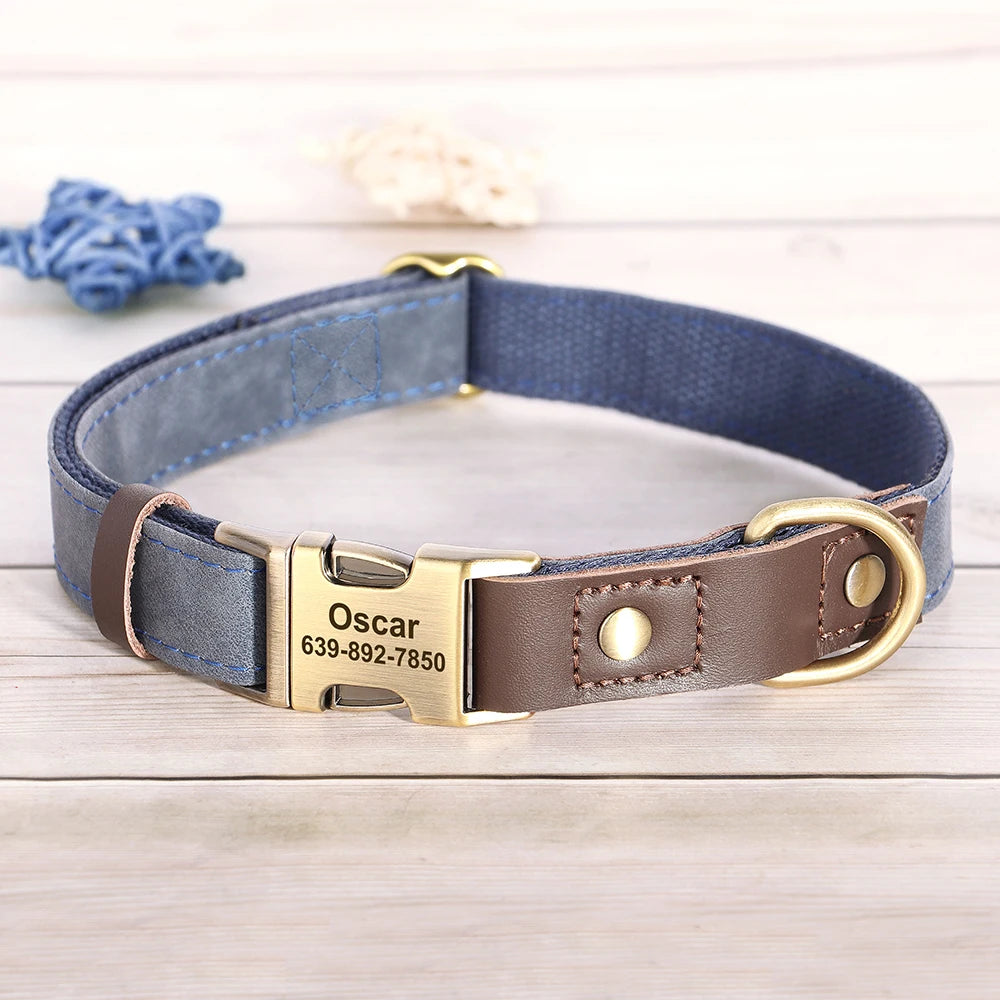 Custom PU Leather Dog Collar – Free Engraving & Adjustable Fit