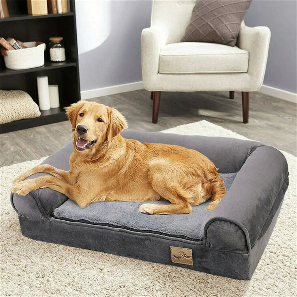 XXL Large Luxury Orthopaedic Dog Bed with Bolster & Washable Cover