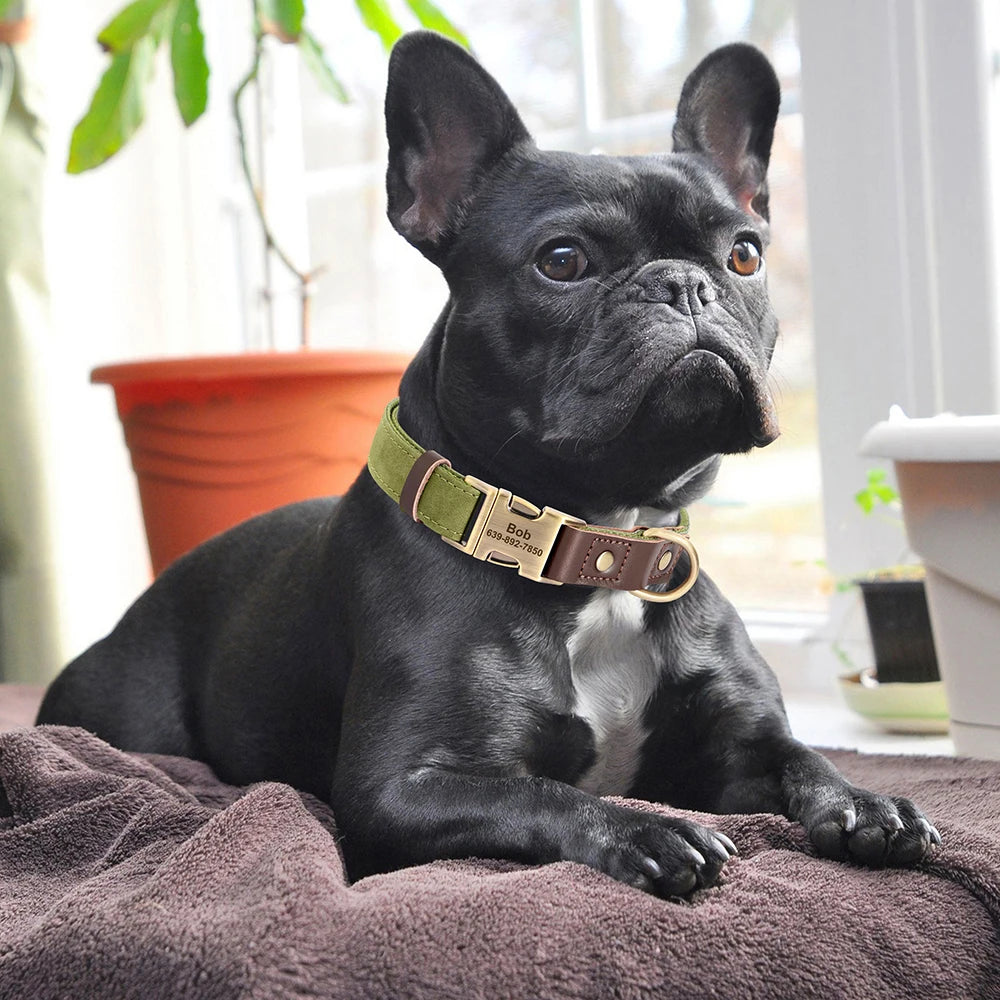 Custom PU Leather Dog Collar – Free Engraving & Adjustable Fit