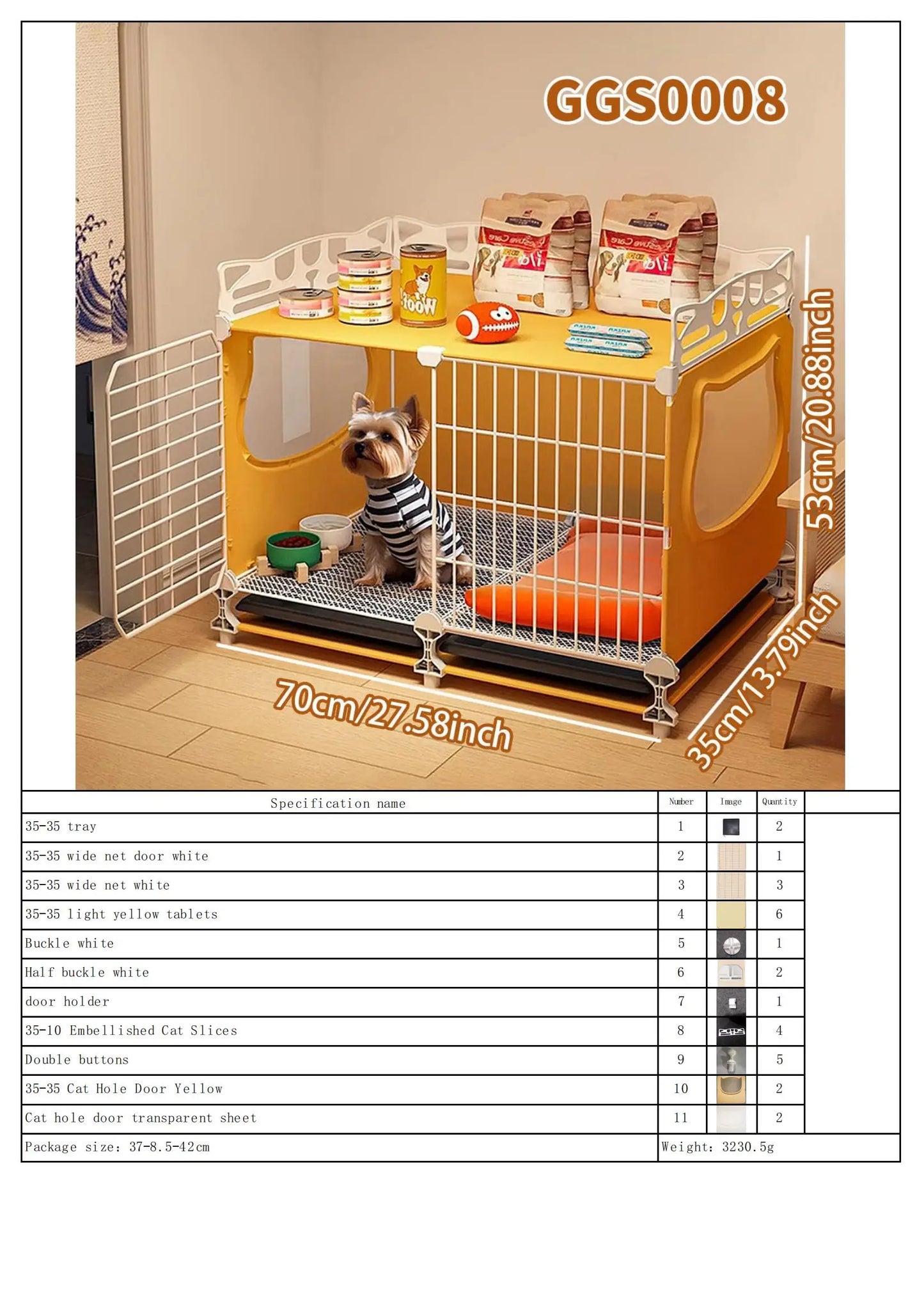 Small Dog Cage with Tray & Separate Toilet – Warm Autumn/Winter Kennel