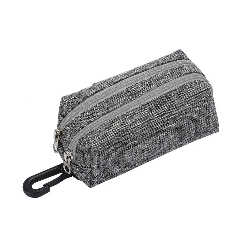 Dog Poop Bag Dispenser with Double Pockets & Velcro Leash Attachment