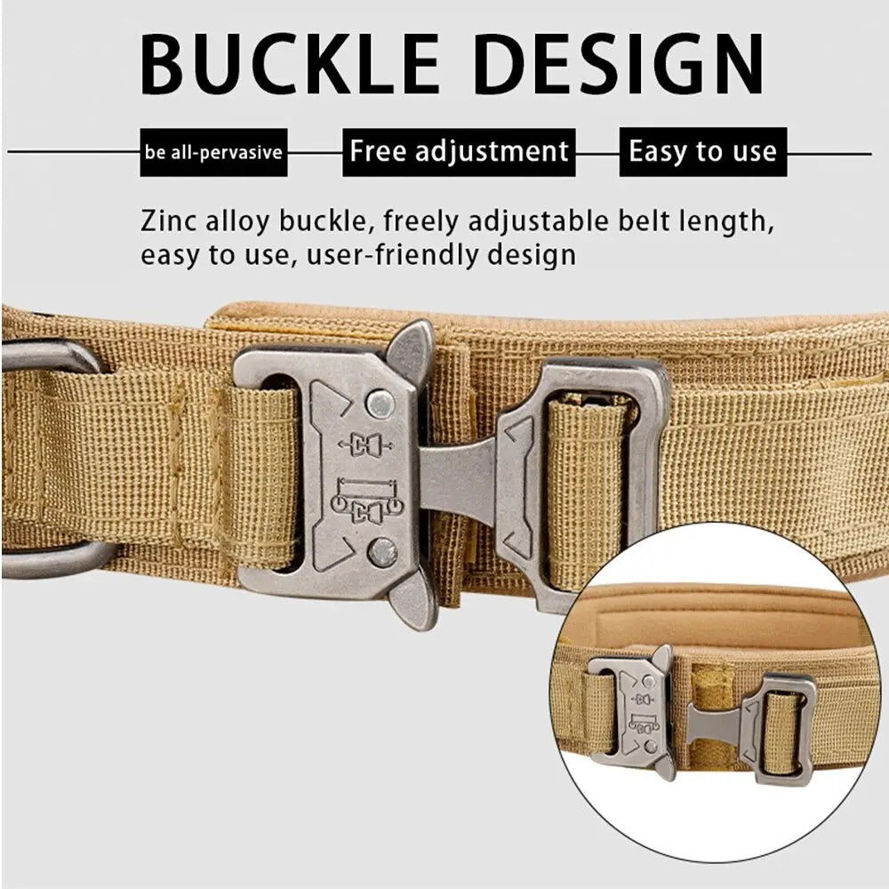 Tactical Dog Collar with Metal Buckle – Breathable Nylon for Medium & Large Dogs