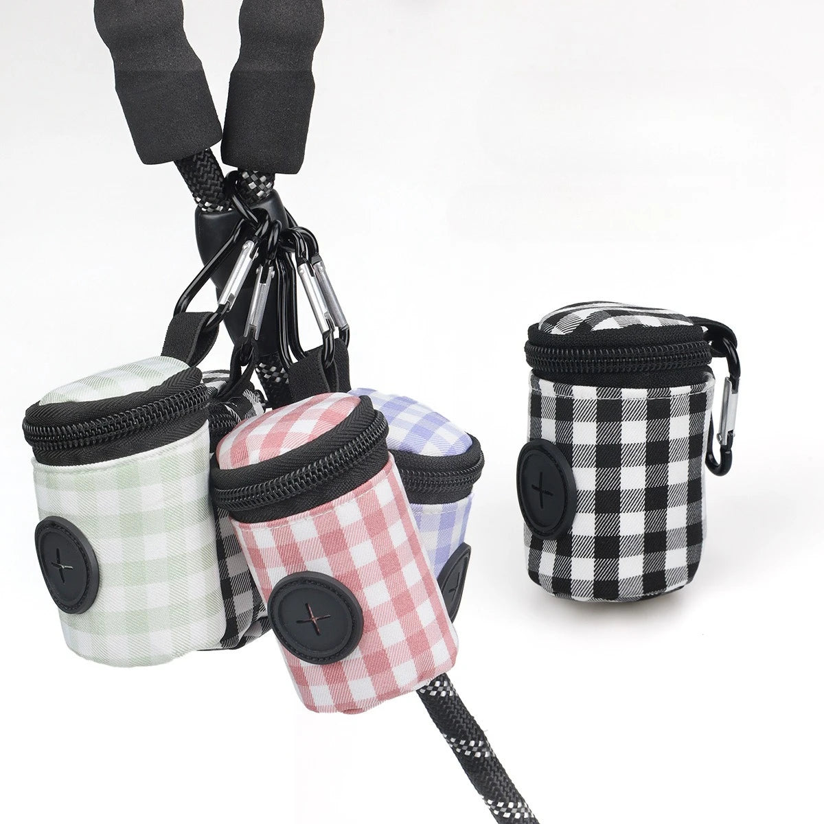 Checkered Pattern Pet Waste Bag – Stylish & Portable Poop Bag Holder 🐕👜