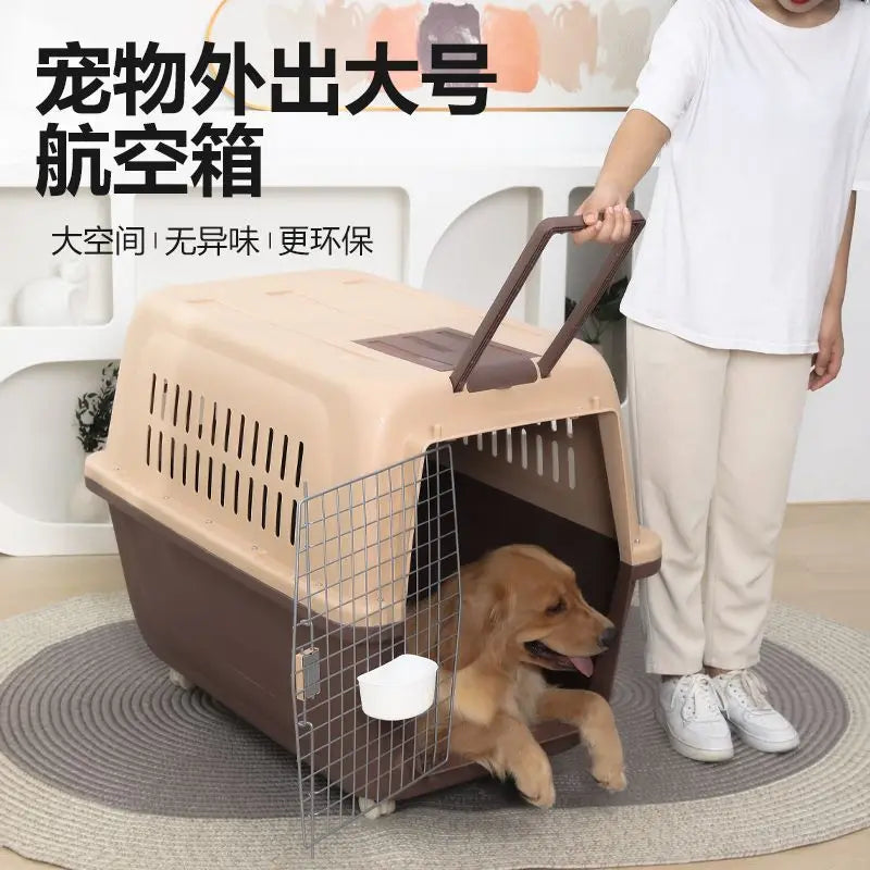 Large Pet Air Transport Box – Portable Travel & Car Dog Cage