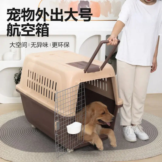 Large Pet Air Transport Box – Portable Travel & Car Dog Cage