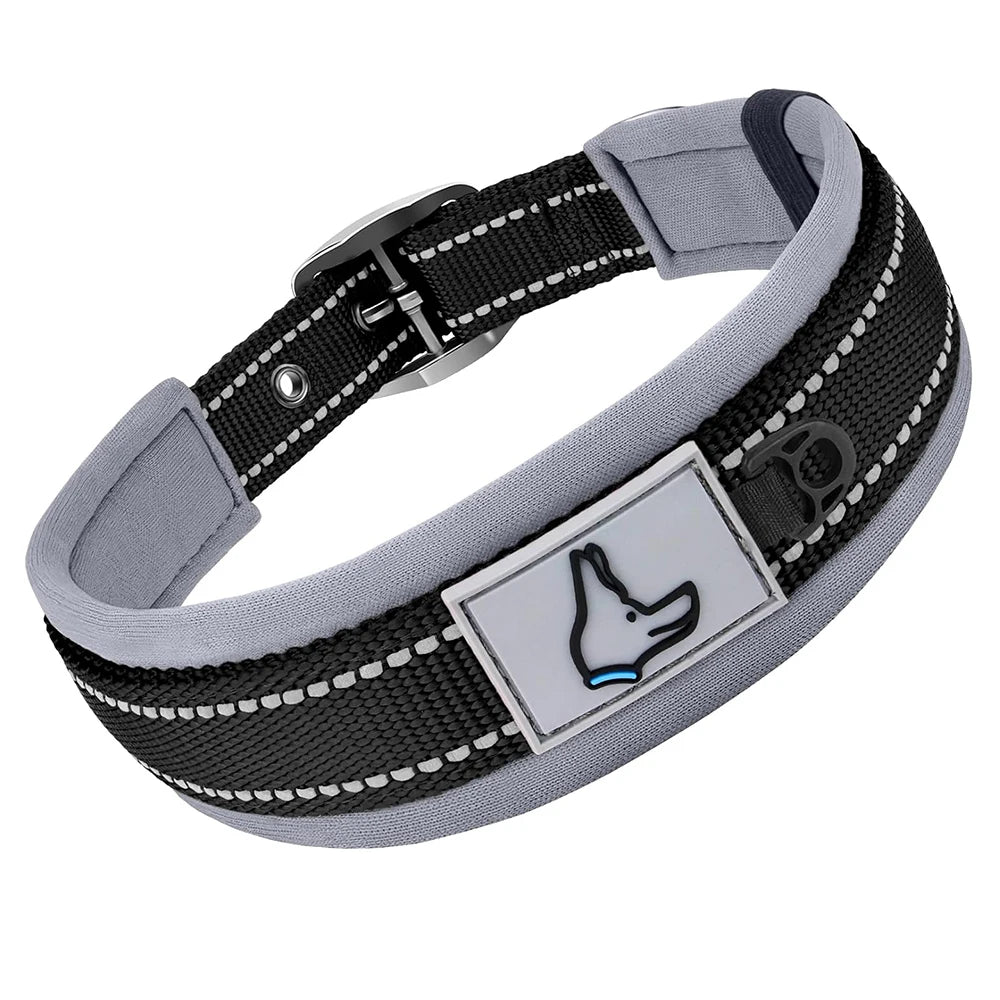 Reflective Padded Nylon Dog Collar – Heavy Duty & Adjustable