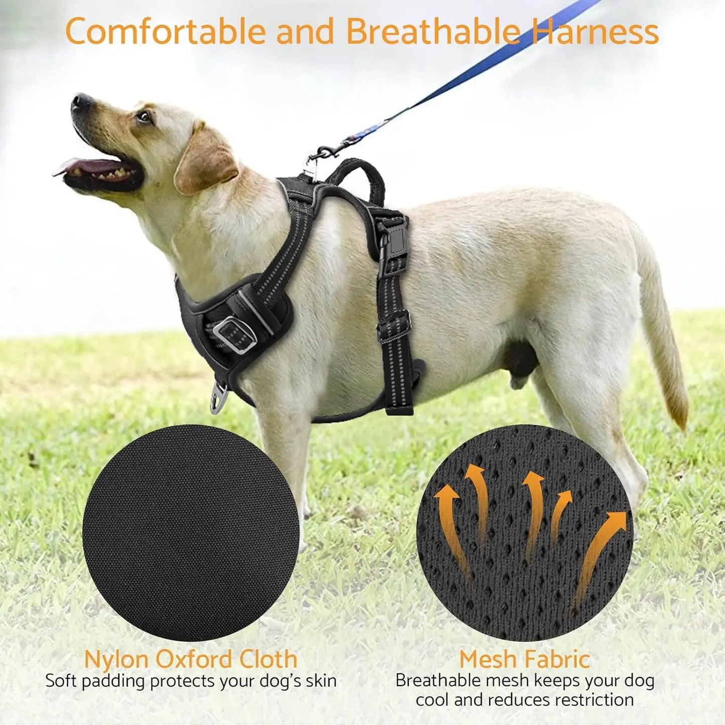 Maxetodo No-Pull Adjustable Dog Harness – Reflective Padded Vest for Large Breeds