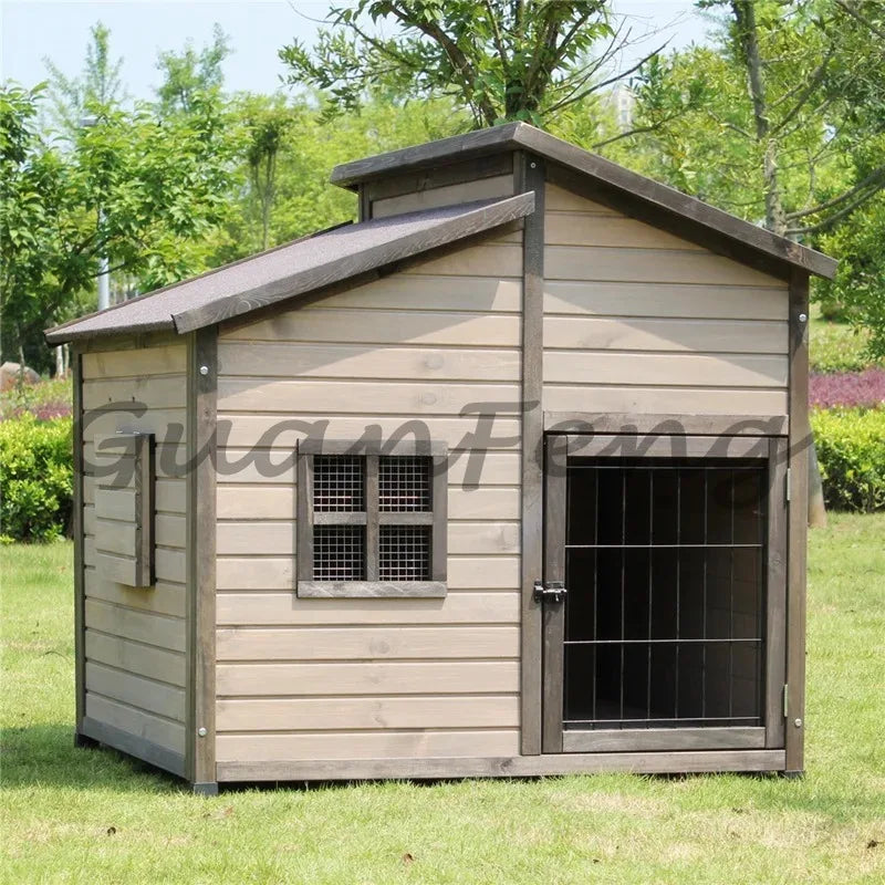 Breathable Solid Wood Outdoor Dog Kennel with Waterproof Roof
