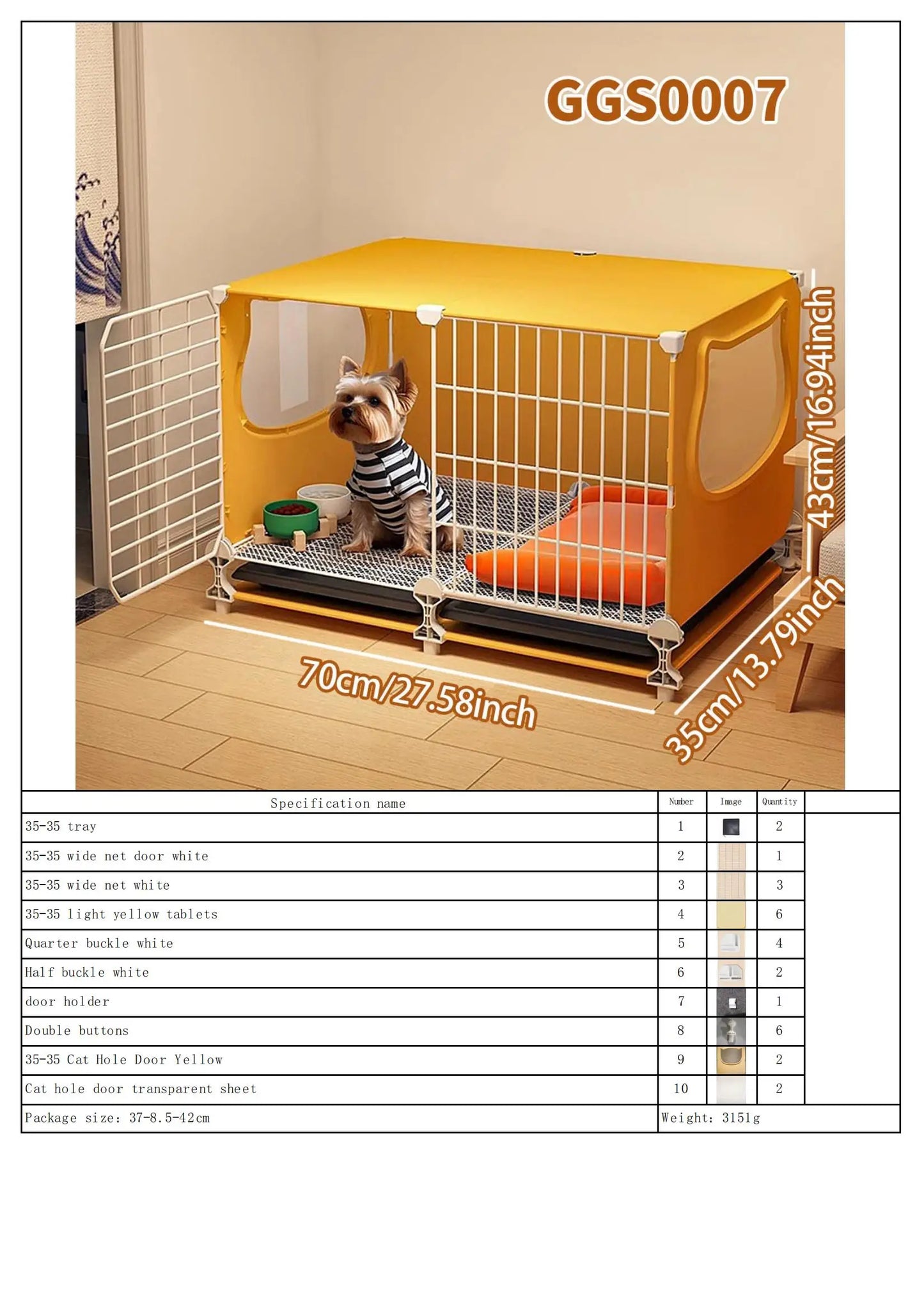 Small Dog Cage with Tray & Separate Toilet – Warm Autumn/Winter Kennel