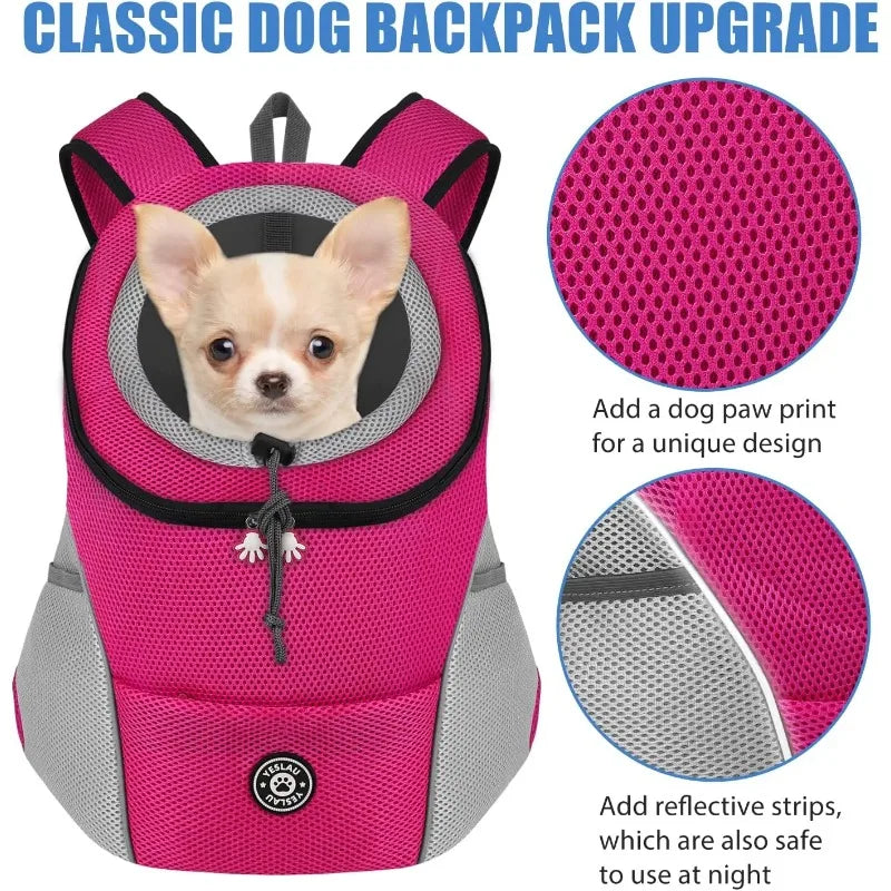 Double-Shoulder Travel Pet Backpack – Front/Back Wear Dog & Cat Carrier with Mesh and Leg Openings