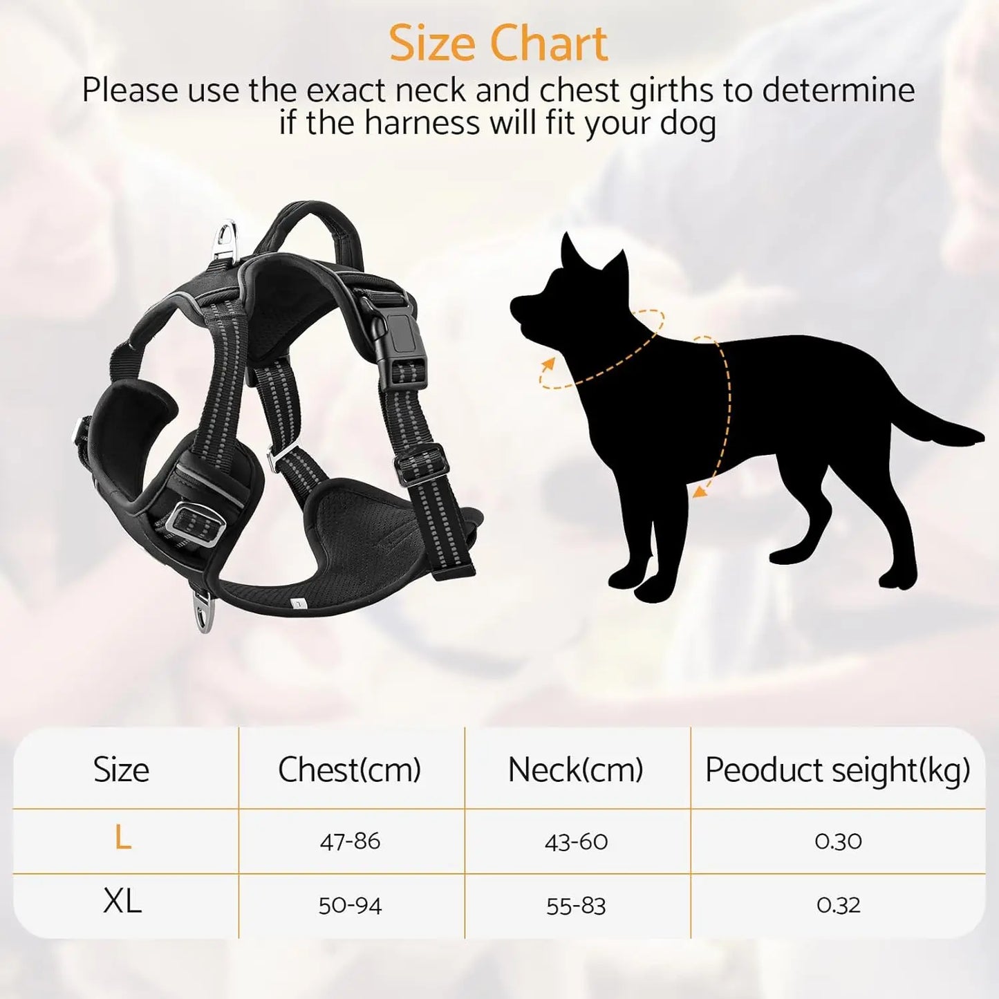 Maxetodo No-Pull Adjustable Dog Harness – Reflective Padded Vest for Large Breeds