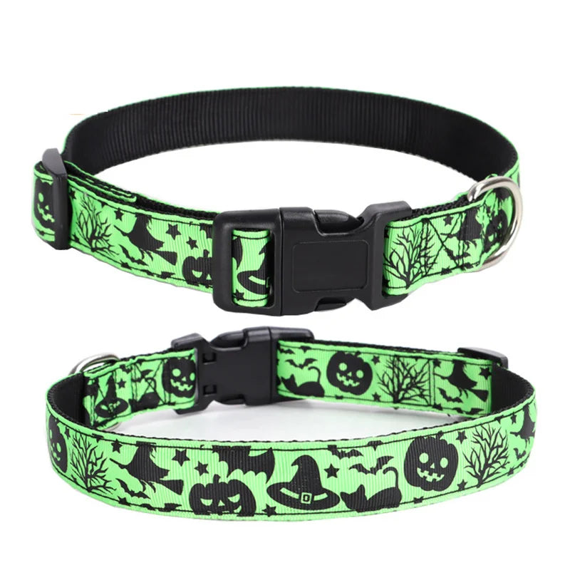 Halloween Adjustable Dog Collar – Nylon with Spooky Prints