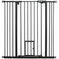 PawHut Extra Tall Dog Gate with Cat Door, Auto-Close for Stairs, 74-101 cm