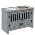 PawHut Elevated Dog Bowl Station for Large Dogs with Built-in Storage – Grey