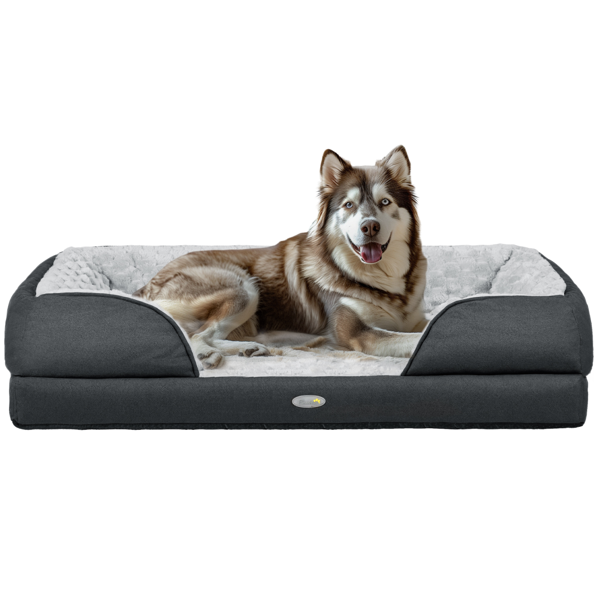 PawHut Large Dog Bed Calming Velvet Padding 7cm - Charcoal Grey