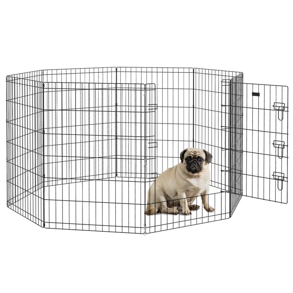 PawHut 8-Panel DIY Dog Pen with Secure Door, Indoor/Outdoor, 91cm High
